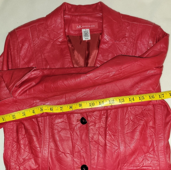 Anne Klein Women’s Size Small Red Genuine Leather Motorcycle Style Jacket - Picture 5 of 7